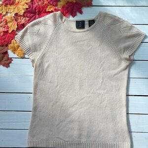MAG by Magaschoni Short Sleeve 100% Cashmere Sweater Cream size S
